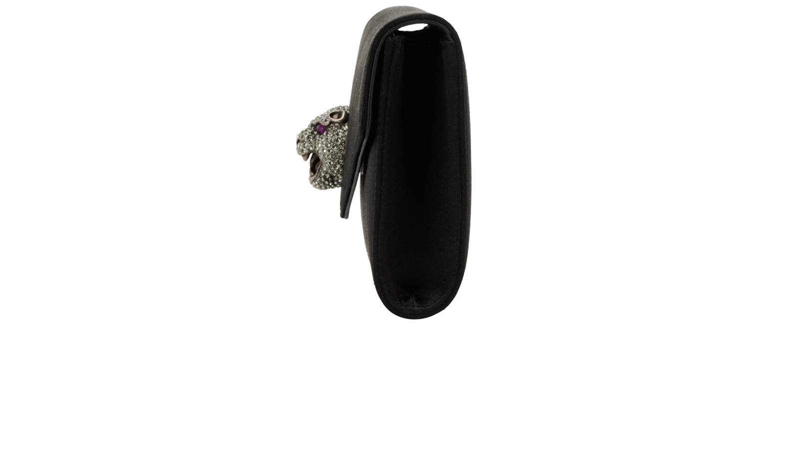 Lion Head Clutch, &pound;275, Handbags, Black, Satin, Bottom view